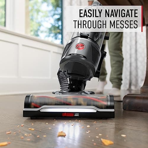Hoover WindTunnel Tangle Guard Bagless Vacuum Cleaner, Corded Upright Vacuum, HEPA Media Filtration, Anti-Hair Wrap, Headlights, Swivel Steering, Corded Vacuum Cleaners for Home Use