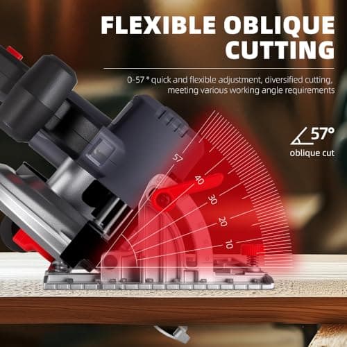 Cordless Circular Saw, Portable Table Saw Compatible with Dewalt 20V Battery, Power Mini Circular Saw with 7-1/4-Inch Blade, 5600RPM, Adjustable 0-57° Max Angle for Wood Cutting Tools (No Battery)