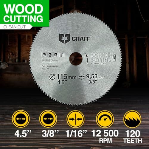 4-1/2 Inch Circular Saw Blade for Wood, Plywood, Laminate, Drywall, Plastic – 120T Wood Cutting Circular Saw Blade with 3/8 Inch Arbor from GRAFF