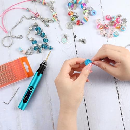 3-Speed Cordless Mini Drill Pen, Rechargeable DIY Electric Hand Drill with 10 Small Drill Bits, Micro Drill Set for Jewelry Making Stone Plastic Resin Keychains