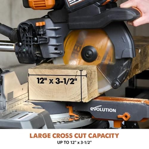 Evolution R255SMS-DB-Li Cordless Dual Bevel Sliding Miter Saw | 40V Brushless Motor | 48° Bevel, 50° Miter | Compact & Lightweight | Includes Multi-Material Blade, Battery & Charger