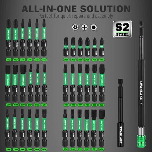 74-Piece Magnetic Nut Driver Set for Impact Drill Metric & SAE, Impact Socket Adapter, Power Bits with Magnetic Holder, Wing Nut Driver, Universal Socket, 1/4'' Quick-change Bit Extension