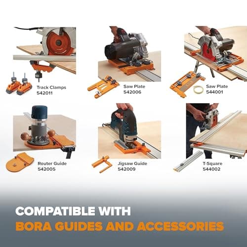BORA 100" NGX Clamp Edge, Straight Cut Guide for Circular Saws, Aluminum, Includes 50-Inch Clamp Edge & 50-Inch Extension for 100-Inch Cutting Length, 544100