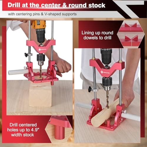 Portable Drill Guide for Straight Holes, Heavy-Duty 0° to 60° Angle Drilling Guide, Drill Press Adapter for Hand Drill, Precision Adjustable Drill Jig Attachment with 1/2" Chuck