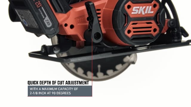 SKIL 20V 6-1/2 Inch Cordless Circular Saw Includes 2.0Ah PWR CORE 20 Lithium Battery and Charger - CR540602