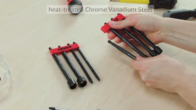 NEIKO 10067A Magnetic Impact Nut Driver and Power Bit Tool Set | 8 Pieces, SAE | 6 Inches | Shank Nut Driver Bits Setters | Magnetic Tip Sockets | 1/4 Inch Hex Shank