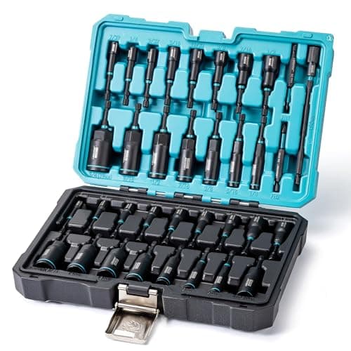 LIBRATON Magnetic Nut Driver Set, 35PCs Impact Driver Bit Set, Deep Nut Driver Set, Metric & SAE Nut Driver for Impact Drill, Wing Nut Driver, Quick-release Bit Holder, Drill Bit PH1 PH2, with Toolbox