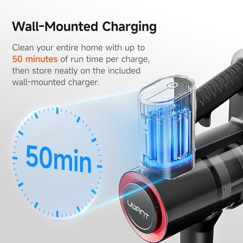 uwant Cordless Vacuum Cleaner 35Kpa Powerful Suction Wide Green Headlight Vacuum Cleaner for Home Pet Hair Anti-Tangle HEPA Lightweight Handheld Vacuum for Carpet Hard Floors (Black)