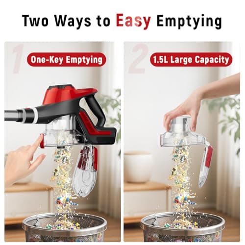 Cordless Vacuum Cleaner, 30Kpa Home Stick Vacuum, Smart Display & 1.5L Dust Cup, 55mins Max Runtime, Rechargeable Lightweight Handheld Vavuum for Pet Hair/Carpet/Hardwood Floor/Car (Metallic Red)