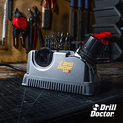 Drill Doctor DD500X Twist Drill Bit Sharpener - 3/32" to 1/2" - Electric Sharpener - High Speed & Portable - For Steel, Masonry, Carbide & Tin-Coated Drill Bits - Adjustable 118° or 135° Angle