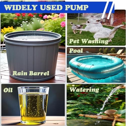 Drill Water Transfer Pump 750GPH, Mini Hand Drill Pump Self Priming for Aquariums Rain barrels Fish tanks, Easy to Use for Water, Oil Fluid Transferring Include Hoses and Adapter