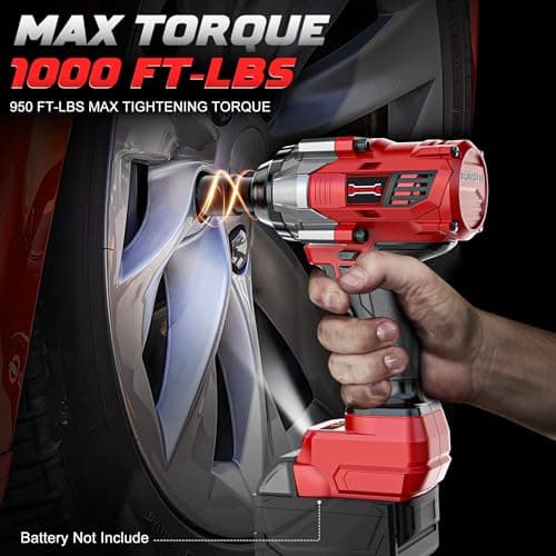 Cordless Impact Wrench 1/2" Compatible with Milwaukee 18V Battery, 1000Ft-lbs(1360N.m) High Torque Impact Driver, Electric Impact Gun with 4-Mode Speed, LED Work Light for Car(Bare Tool)