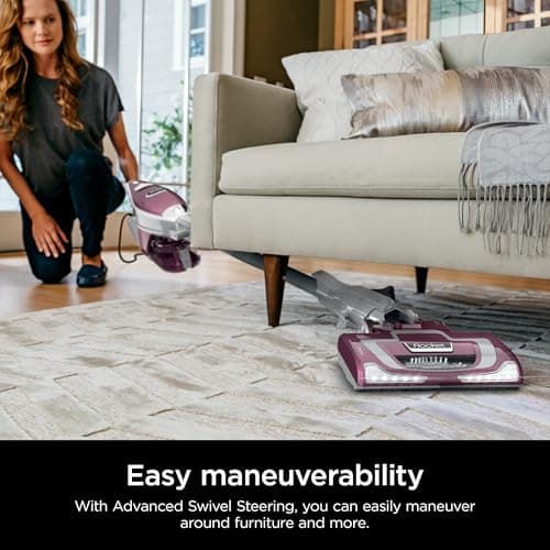 Shark HV322 Rocket Deluxe Pro Corded Stick Vacuum with LED Headlights, XL Dust Cup, Lightweight, Perfect for Pet Hair Pickup, Converts to a Hand Vacuum, with Pet Attachments, Bordeaux/Silver