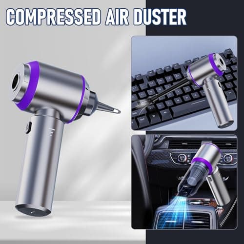 Car Vacuum Portable Cordless 20000PA High Power Mini Vacuum Cleaner 4-in-1 Compressed Air Duster & Air Blower & Pump Hand Held Vacuum with Brushless Motor for Car, Home, Office,Camping