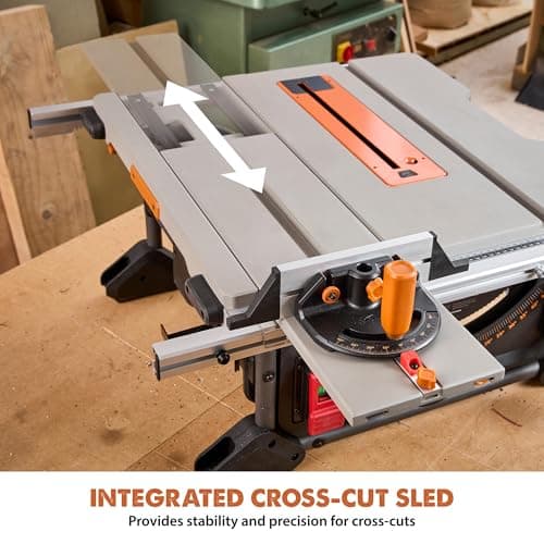 Evolution R10TS 10" Jobsite Table Saw | 15A Powerful Motor | Multi-Material Cutting | 10" TCT Blade | 26” Rip Capacity | 3-3/8” Cut Depth | 0-45º Bevel | Precision Fence | Portable & Heavy-Duty