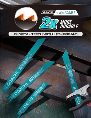 ODACHI Heavy Metal Cutting Reciprocating Saw Blades 9 Inch 14TPI Sawzall Blades for Pipe, Sheet, Rebar, Bi-Metal Sabre Saw Blades High Wear Resistance for Cutting 5 Pack