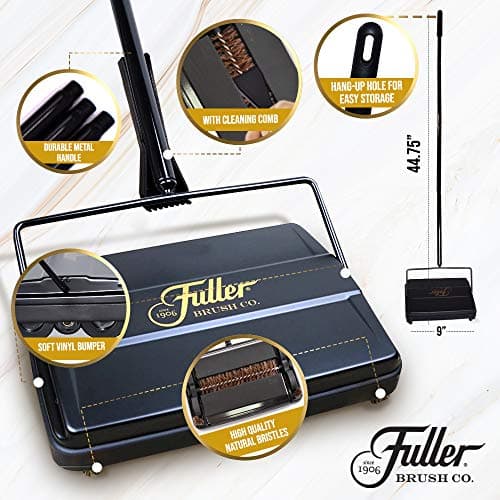 Fuller Brush 17052 Electrostatic Carpet & Floor Sweeper - 9" Cleaning Path - Lightweight - Ideal for Crumby Messes - Works On Carpets & Hard Floor Surfaces - Red