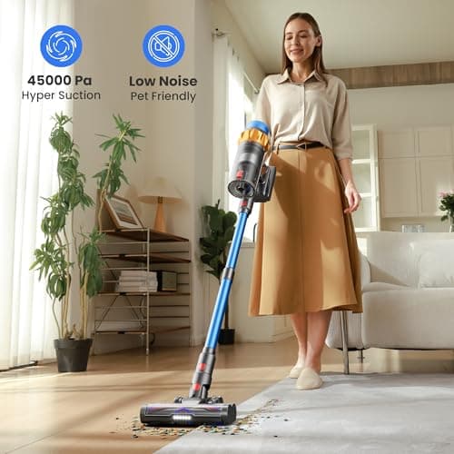 Cordless Vacuum Cleaner, 550W 45KPA 70mins Vacuum Cleaners for Home, Self-standing Stick Vacuum with Aromatherapy, Anti-Tangle Brush, Wall Mount Charging Vacuum for Hardwood Floor/Carpet/Pet Hair