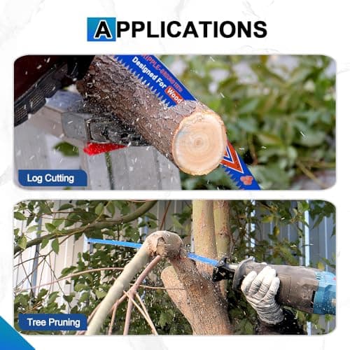 Japanese Teeth Reciprocating Saw Blades 7"- Curved Edge Wood Pruning Saw Blades 6TPI for Tree Trimming, Wood Cutting, Cr-V Sabre Saw Pruning Blade