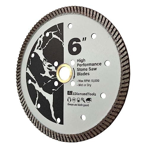 6" High Performance Diamond Saw Blades for Granite, Quartz, and Other Engineered Stones, Wet or Dry, 7/8"-5/8" Arbor