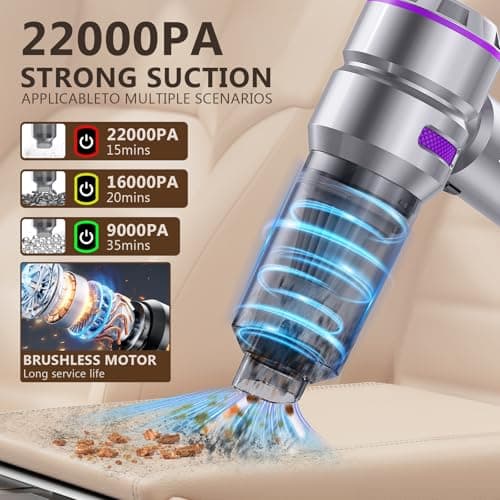 22000PA Handheld Vacuum Cleaner - 4-in-1 Cordless Car Vacuum with Brushless Motor, Type-C Fast Charging, Portable Air Duster for Home/Car/Office (Purple)