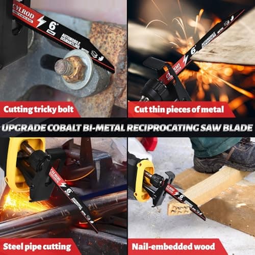 25 Pack 6 in 14/18 TPI Reciprocating Saw Blades for Sawzall Blades,M42 Steel Cobalt Bi-Metal Blades for Automobile Dismantling Metal Cutting,Replace for Milwaukee for Dewalt for Diablo Blade