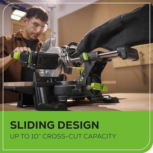 Greenworks 24V Brushless 7-1/4" Sliding Compound Miter Saw Kit, 4800RPM, Single Bevel 0-47°, LED Cut Line, Dust Collection, 4.0Ah Battery & Charger Included