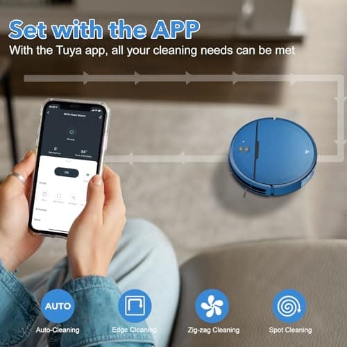 Robot Vacuum and Mop Combo, 2 in 1 Robot Vacuum Cleaner with WiFi/App, Smart Robotic Vacuums with Strong Suction, Schedule, Self-Charging, Slim, Quiet, Ideal for Hard Floor, Pet Hair, Low Pile Carpet