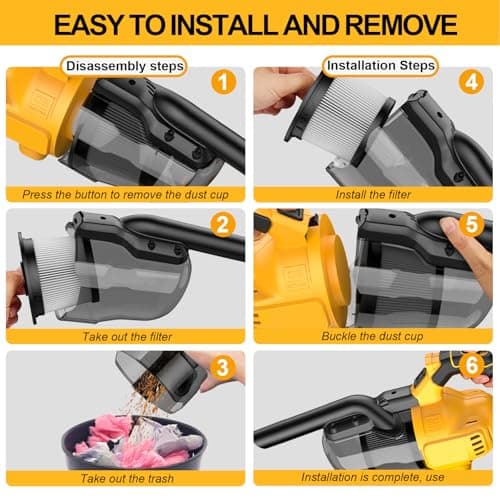 Cordless Vacuum Cleaner for Dewalt 20V Battery,100 AW Handheld Vacuum Cleaner with Washable HEPA Filter,55CFM Portable Shop Vacuum for Car/Pet Hair/Carpets/Hard Floors(No Battery)