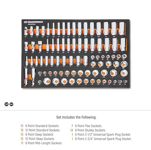 GEARWRENCH 85 Piece 3/8” Drive Master SAE Socket Set in Foam Storage Tray - GWMSSKT38SAE