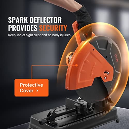 VEVOR Abrasive Chop Saw, 14in / 35cm Blade, 2300W 3600RPM Steel Cutting Machine, 0-45Degrees Adjustable Angle Miter Saw for Cutting Metal, Rebar, Iron, Aluminum - Black