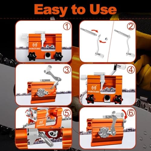 Chainsaw Sharpener Jig Kit, Portable Chainsaw Sharpening Tool with Burr Grinding Stone & Cleaning Brush, Manual Chain Saw Blade Sharpener Attachment for Chain/Electric Saw, Lumberjack, Garden Worker