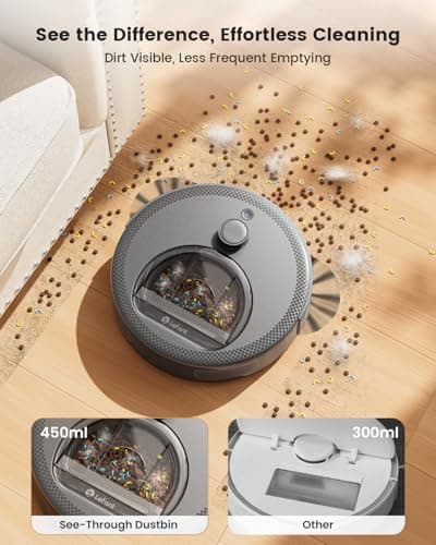 Lefant LiDAR Robot Vacuum and Mop, Upgraded 190° PSD Obstacle Avoidance, 5000Pa Strong Suction, Multi-Floor Mapping, 150 Mins Runtime, WiFi/Alexa/APP/Watch, Pet Hair & Carpets, M330 Pro Grey