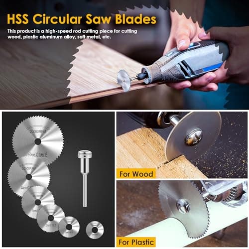 44pcs Cutting Wheel Set Compatible with Plastic for Rotary Tool, HSS Circular Saw Blades 6pcs, Resin Cutting Discs 20pcs, 545 Diamond Cutting Wheels 10psc with 2 Screwdrivers