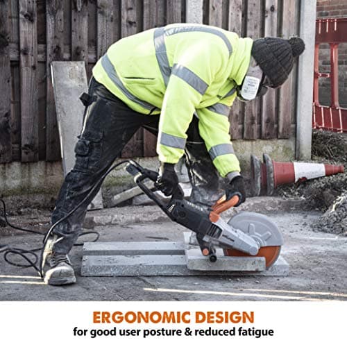 Evolution R255DCT - 10 In Concrete Saw (Aka Circular, Angle Grinder, Chop Saw, Cut Off, Demo, Disc Cutter, Power Cutter) - 15A Motor, No Gas - 4-1/16 In Cut - Incl Premium Diamond Blade
