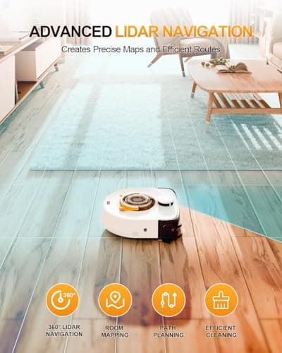 Robot Vacuum Cleaner, 22,000Pa Ultra-Strong Suction - Automatic Robot Vacuum for Pet Hair & Carpets, Tangle-Free Cleaning, Smart Mapping with LiDAR Navigation, App Controlled Vacuum Robot