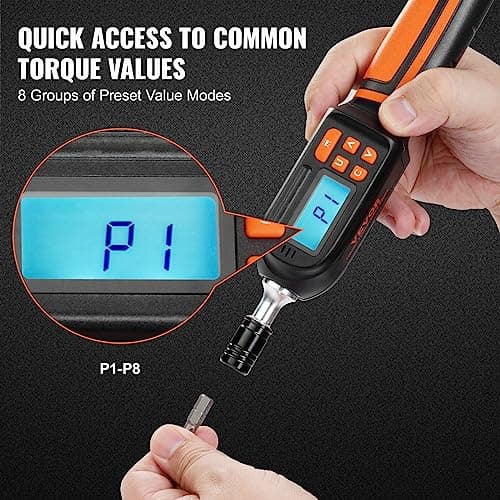 VEVOR Digital Torque Screwdriver, 1/4" Drive Screwdriver Torque Wrench, Electrician Torque Screwdriver with LCD, 2.65-70.67 in-lbs Torque Range, 0.01 N.m Increment Torque Screwdriver with Bits & Case