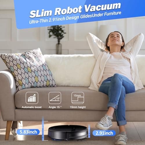 Robot Vacuum and Mop Combo, App/Alexa Control, Smart Robot Vacuum Cleaner, Ultra-Thin, Automatic Recharge Robotic Vacuum Cleaner for Pet Hair/Carpet/Hard Floor