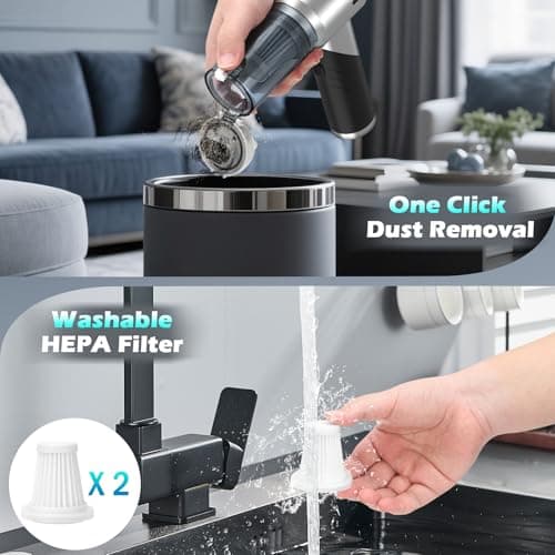 Car Vacuum Portable Cordless Foldable Mini Vacuum, 17000PA Strong Suction, 40mins Runtime, 4-in-1 Air Duster & Air Blower Handheld Vacuum with One-Click Dust Removal for Car, Home,Office Pet