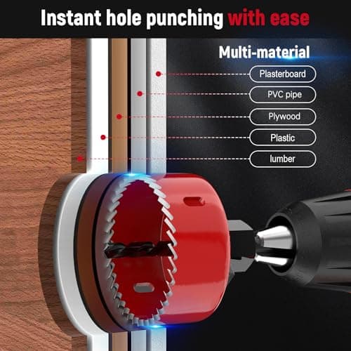 12-Piece Hole Saw Kit, Includes 8 Sizes (3/4" to 2-1/2"), Arbors, Drill Bits, and Hex Key, Ideal for Softwood, Plywood, and PVC(RED)