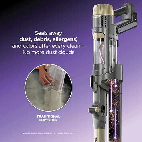 Shark PowerDetect Clean & Empty Cordless Stick Vacuum & Auto-Empty System, Powerful Suction, HEPA Filtration, Carpet & Hard Floor, Portable, Stick Vacuum for Pet Hair, Dark Gray, IP3253