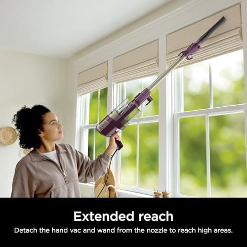Shark POWERDETECT Ultra-Light Corded Stick Vacuum with DuoClean Technology, Self-Cleaning Brushroll for No Hair Wrap, Anti-Allergen Complete Seal, and Odor Neutralizer Technology, Purple, HZ4001AMZ