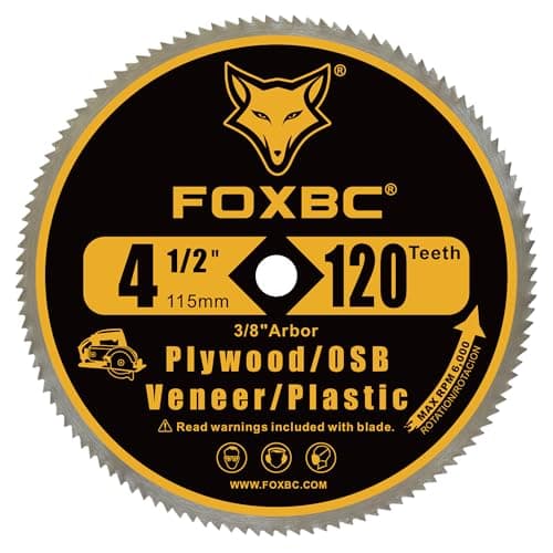FOXBC 4-1/2 Inch Circular Saw Blade 120 Tooth for Plywood, OSB, Veneer, Plastics Cutting with 3/8 Inch Arbor - 3 Pack