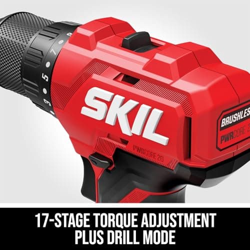 SKIL PWRCORE 20V Brushless 2-Tool Drill Driver and Impact Driver Combo Kit Including 2.0Ah Battery and Charger- CB8002B-10