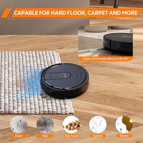 Robotic Vacuum Cleaner : 3-in-1 Robot Vacuum and Mop Combo, 4000Pa Suction, 2.87" Slim Robot Vacuum for Under Furniture, Beds, Smart Navigation, App Alexa Control for Hard Floors & Low-Pile Rugs