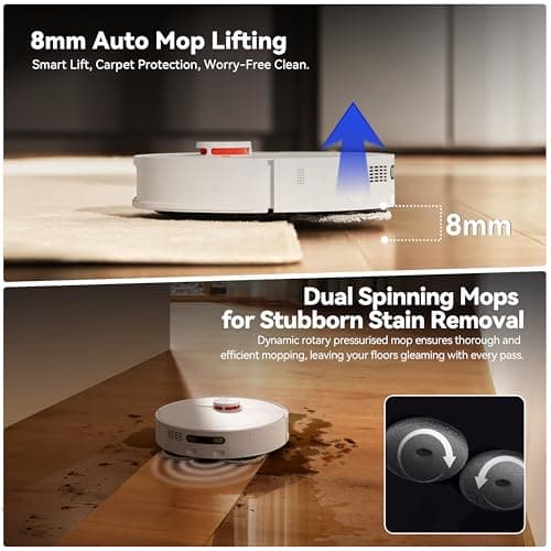 JONR P20 Pro Robot Vacuum and Mop with Self-Emptying, Self Lifting, 8000Pa Station, Auto Mop Washing & Hot Drying, Self-Refilling, Obstacle Avoidance, Adaptive Edge Mopping, LiDAR Navigation