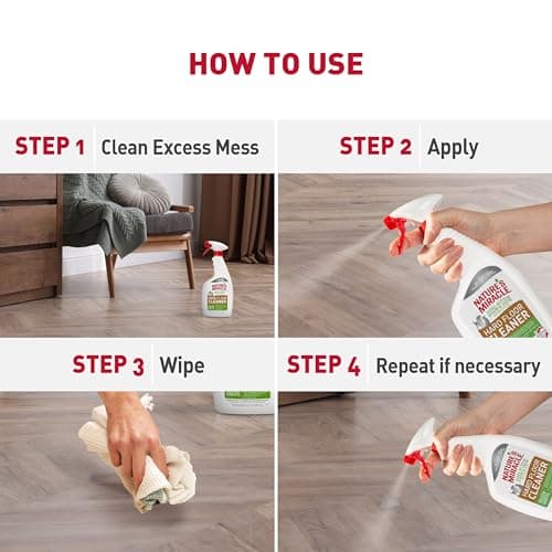 Nature's Miracle Hard Floor Cleaner, 24 Ounces, Dual-Action Stain And Odor Remover Works To Remove Tough Pet Stains And Odors On Sealed Wood And Hard Floor Surfaces