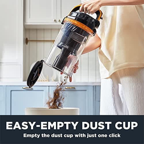 Eureka Powerful Upright Vacuum Cleaner for Carpet and Floor, Household Upright Vacuum Cleaner for Home Pets, Bagless Lightweight Upright Vacuum, MaxSwivel Pro NEU350 with Pet Tool, Yellow