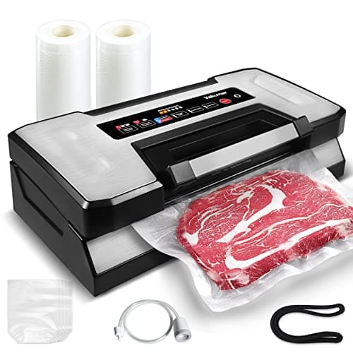 Liquid Vacuum Sealer Machine, 90Kpa Vacuum Sealer Machine Preservation Dry/Moist/Liquid Modes, LED Indicator Light, Handle Locked Design, Built-in Cutter and Bag Storage, Removable Drip Tray