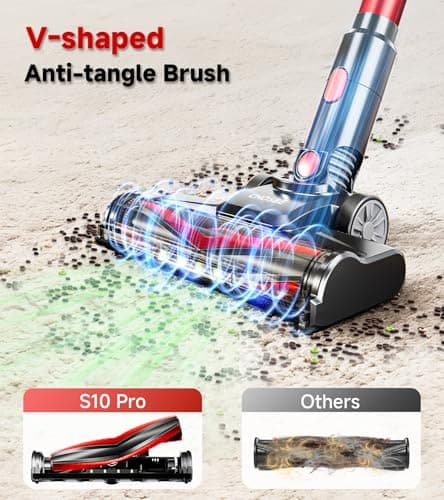 Cordless Vacuum Cleaner, 500W/40Kpa Stick Vacuum with 45Mins Runtime, Self-Standing Vacuum Cleaners for Home, Anti-Tangle, 1.5L Dust Cup, Rechargeable Vacuum for Hardwood Floor Carpet Pet Hair
